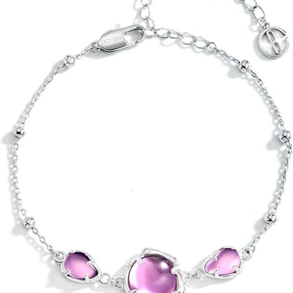 Neiman Marcus Cicy Bell Platinum Plated Moonstone Link Bracelet - Picture 4 of 4